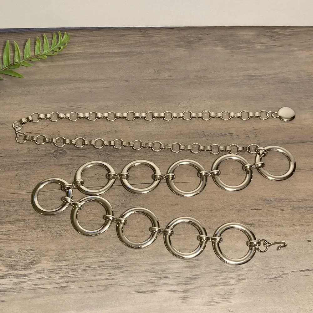 Vintage Silver Circle Chain Belt Adjustable